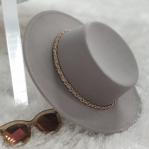 FASHION BRIM HAT W/ CHAIN ACCENT hat main image 5